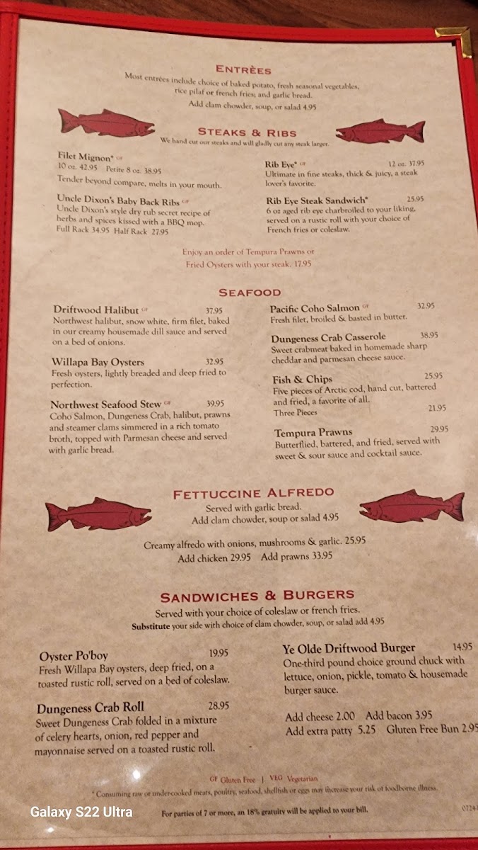 Driftwood Restaurant & Lounge Menu - Image 6